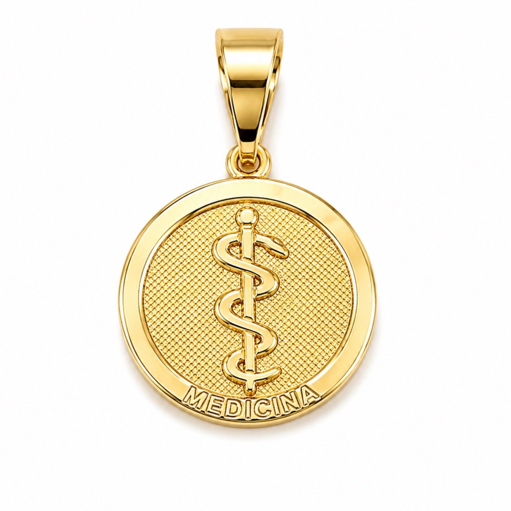 Gold Filled Caduceus Round Charm