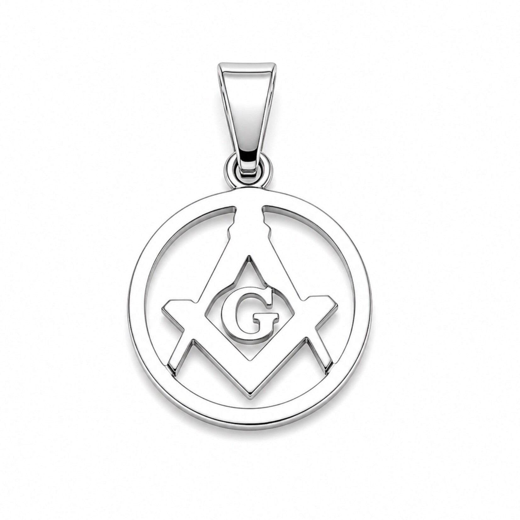 White Gold Filled Masonic Charm