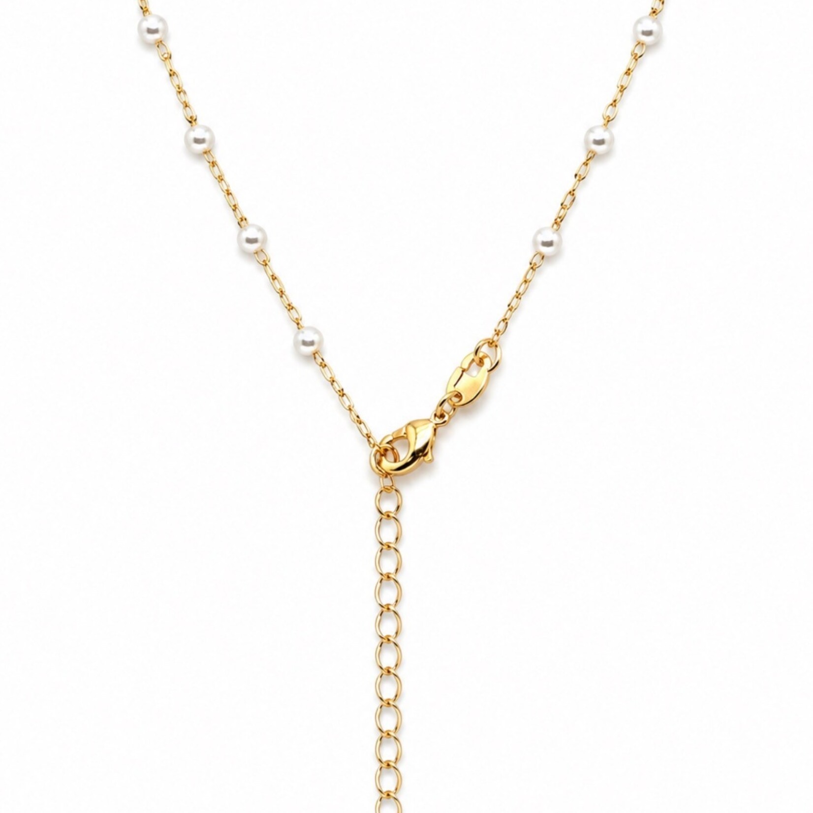 Gold Filled Simulated Pearl Extendable  to 18" Chain