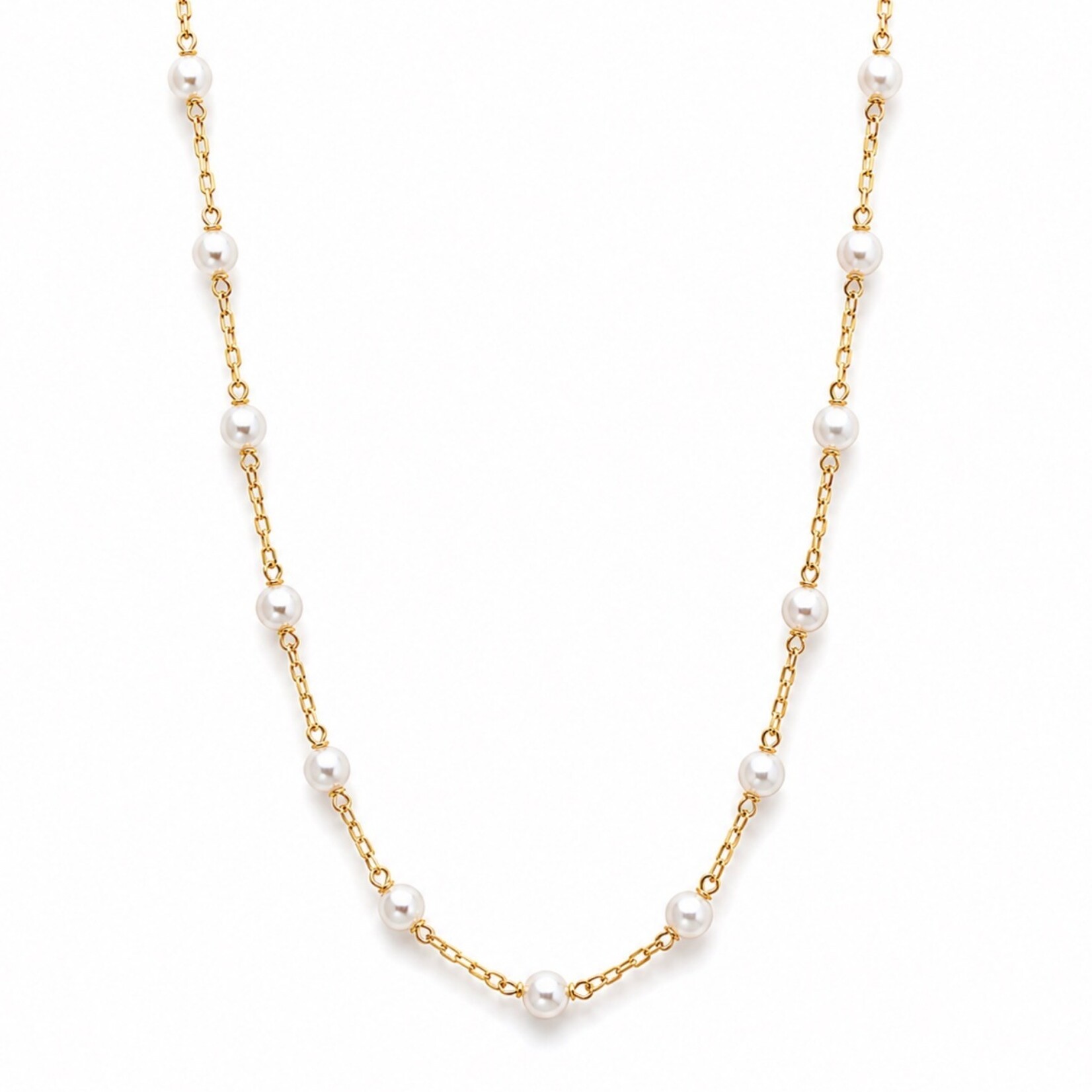Gold Filled Simulated Pearl Extendable  to 18" Chain