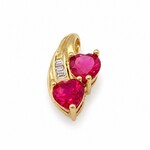 10 Kt YG Double Heart Ruby Pendant