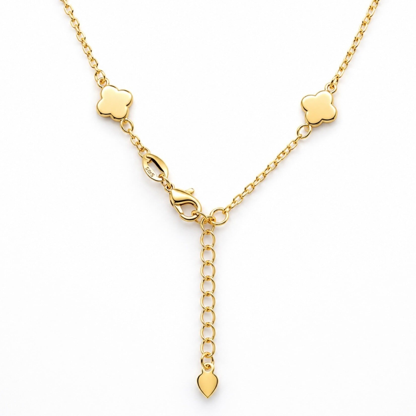 Gold Filled Polished Clover  w/CZ Chain