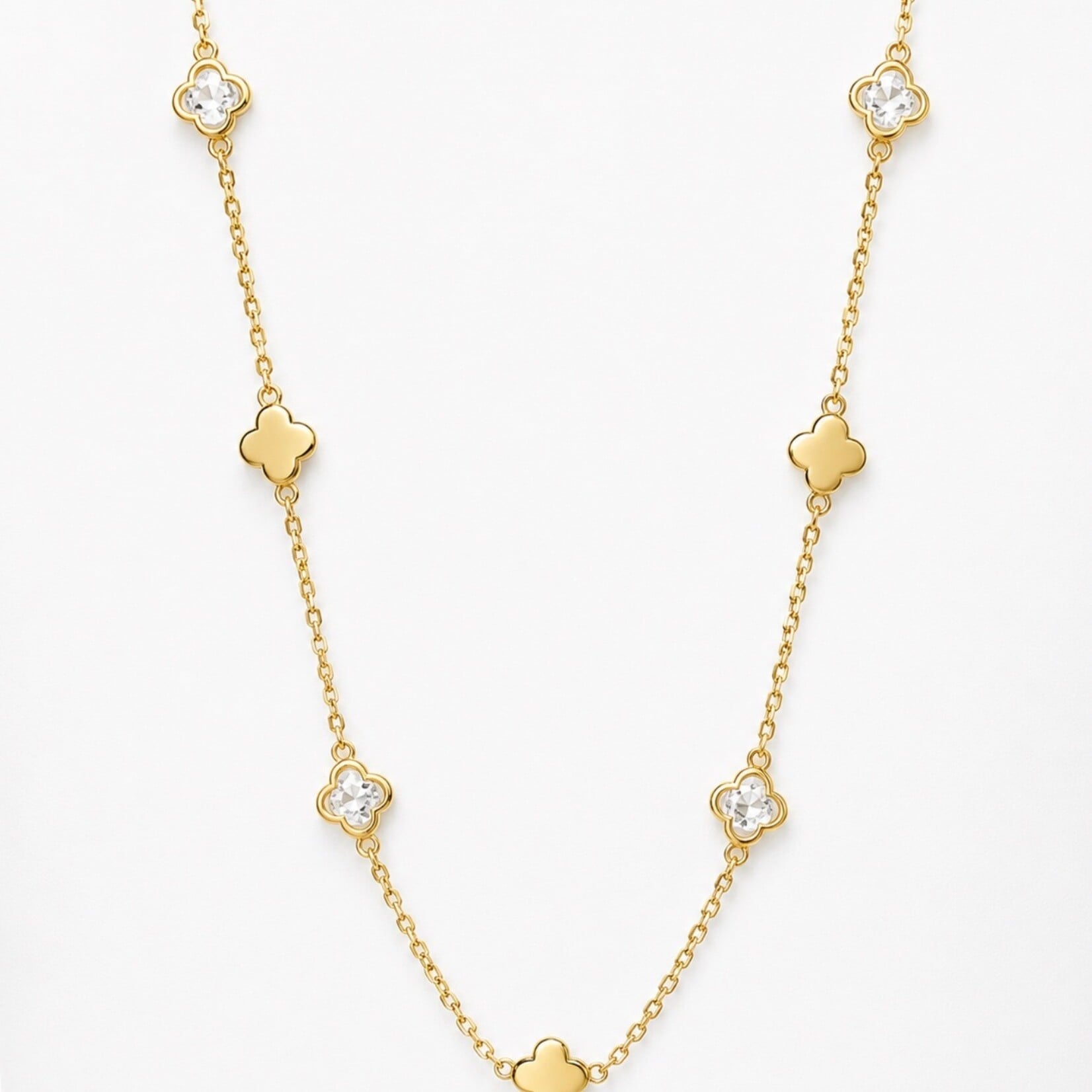 Gold Filled Polished Clover  w/CZ Chain