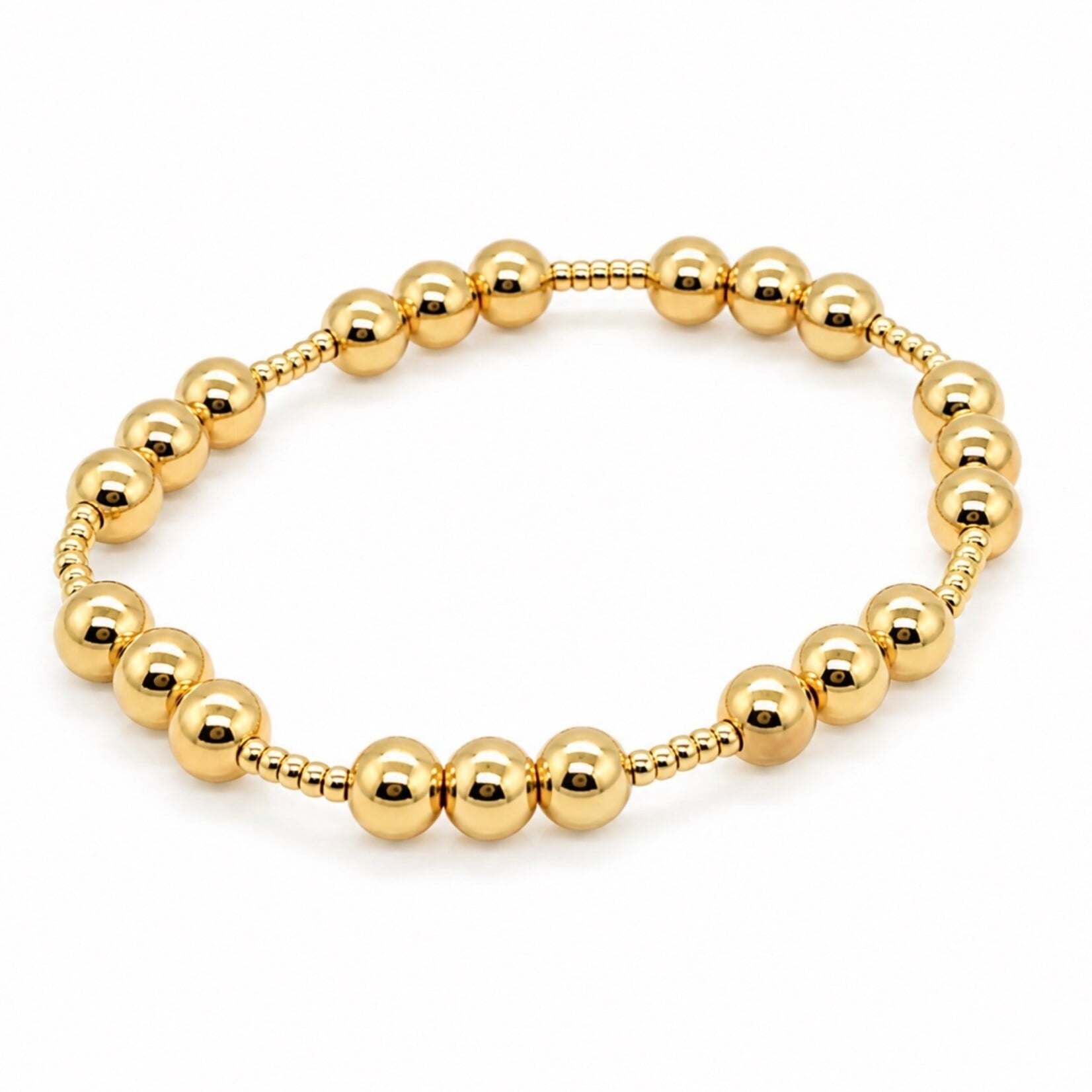 Gold Filled Polished Spherical Bead Stretch Bracelet