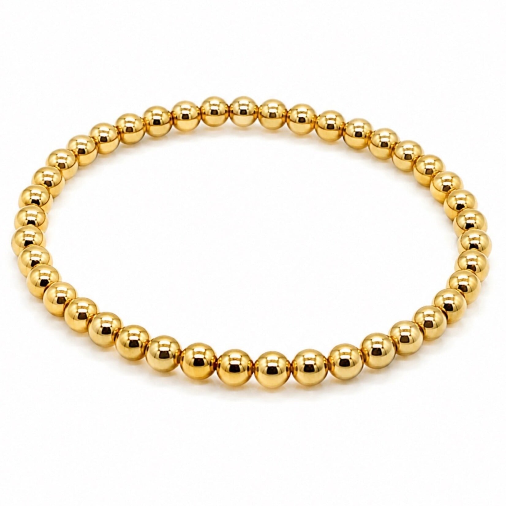 Gold Filled 4MM Polished Spherical Bead Stretch Bracelet
