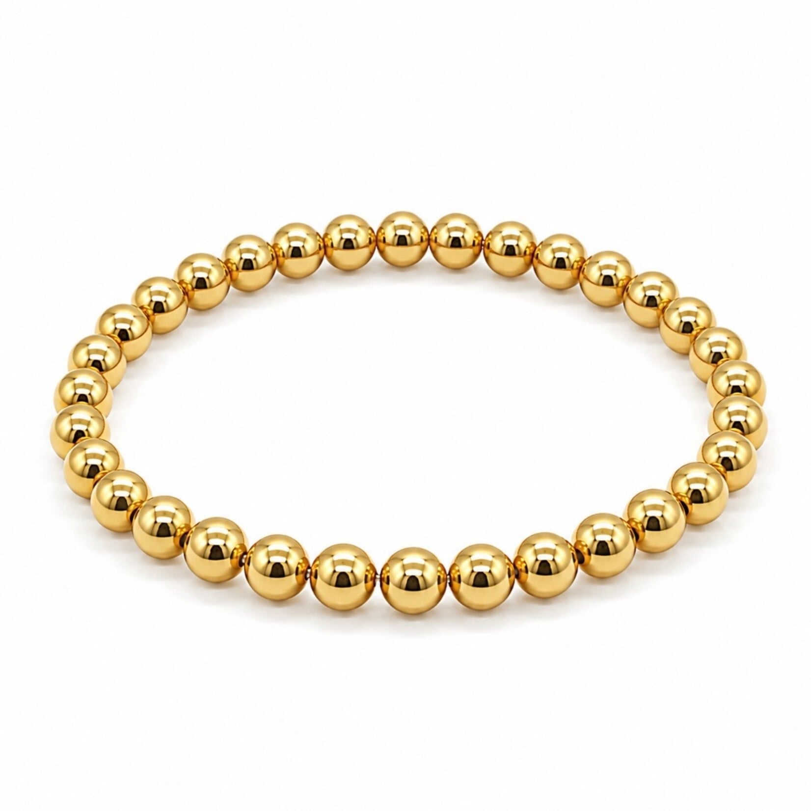 Gold Filled 5MM Polished Spherical Bead Stretch Bracelet