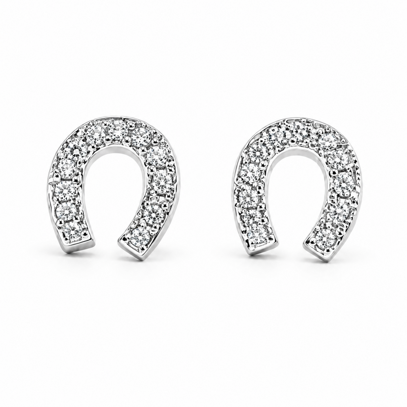 18 Kt Rd Cut Dia Horseshoe Stud Earrings 0.3Ctw