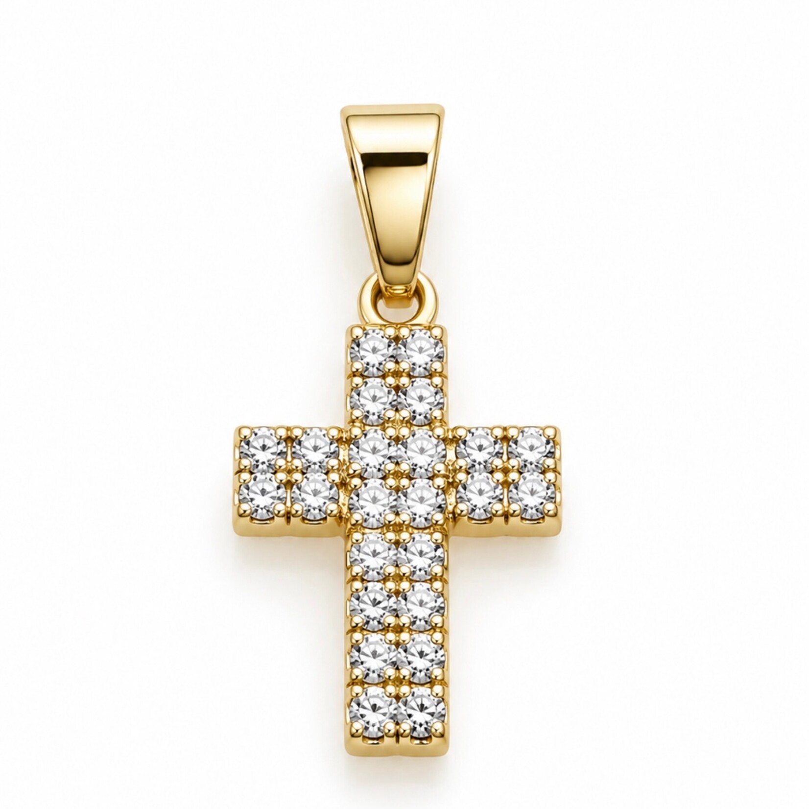 18 Kt Gold Filled Pavé Setting Cross Charm
