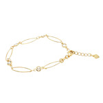 Gold Filled Marquise Shape Link w/ Bezel Set Stones Bracelet