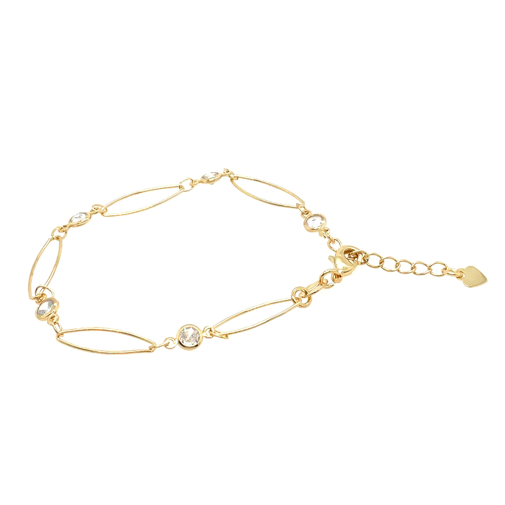 Gold Filled Marquise Shape Link w/ Bezel Set Stones Bracelet