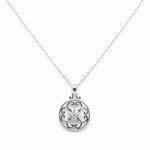 .925 Rhodium Plated Round Heart Scroll Necklace