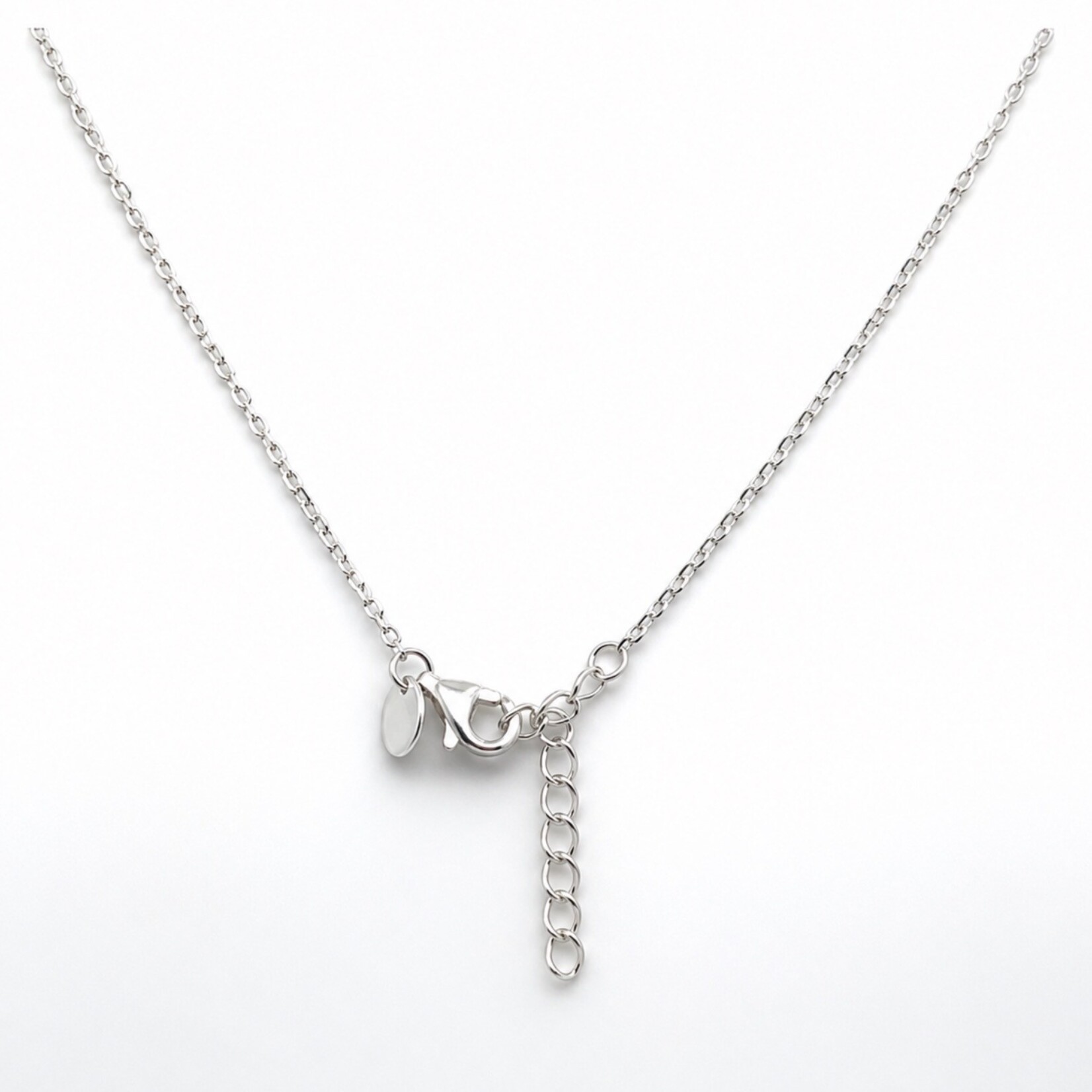 .925 Rhodium Plated Round Heart Scroll Necklace