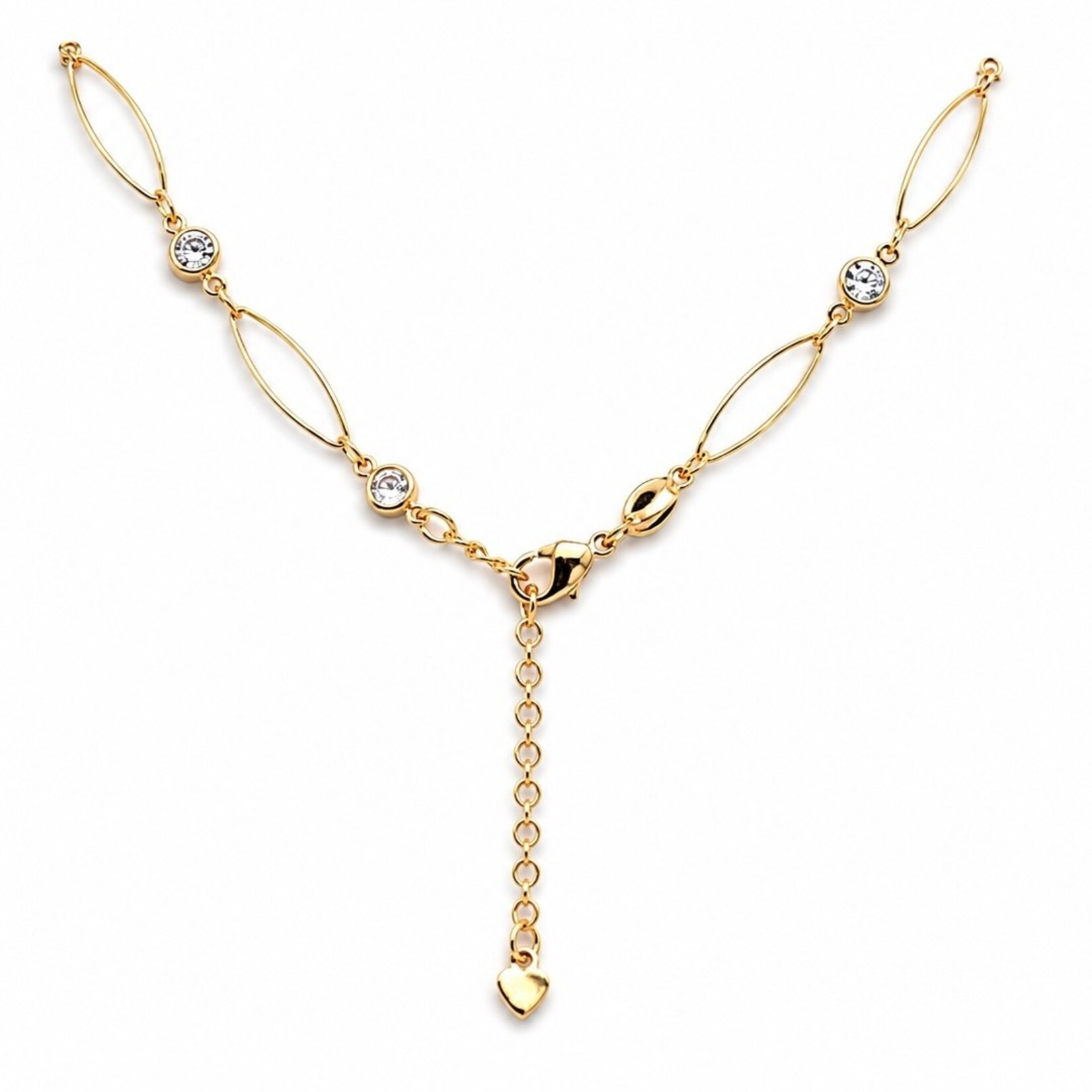 Gold Filled Marquise Shape Link w/ Bezel Set Stones Chain