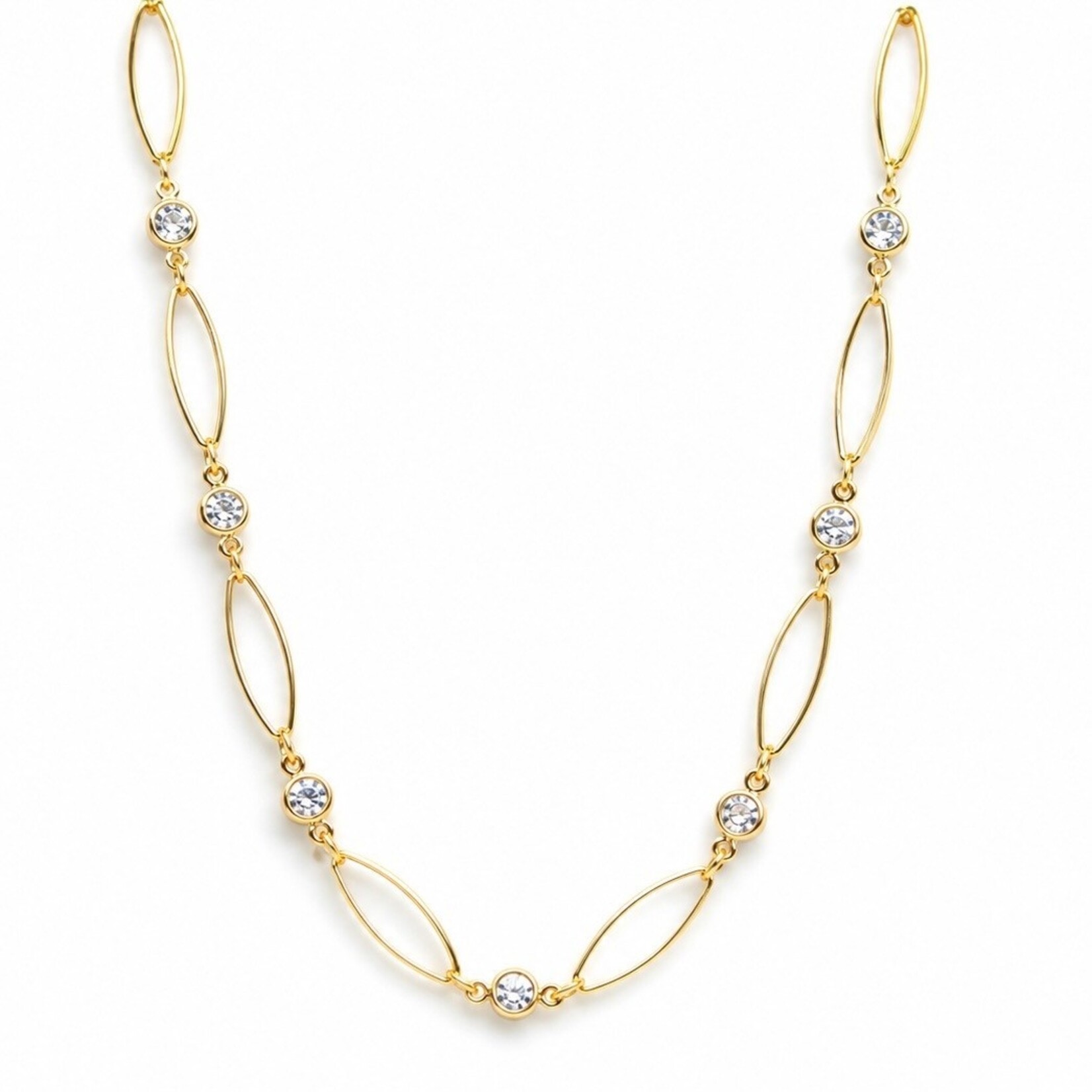 Gold Filled Marquise Shape Link w/ Bezel Set Stones Chain