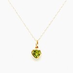 10 KT YG 5mm Peridot Heart Necklace w/ 18" chain
