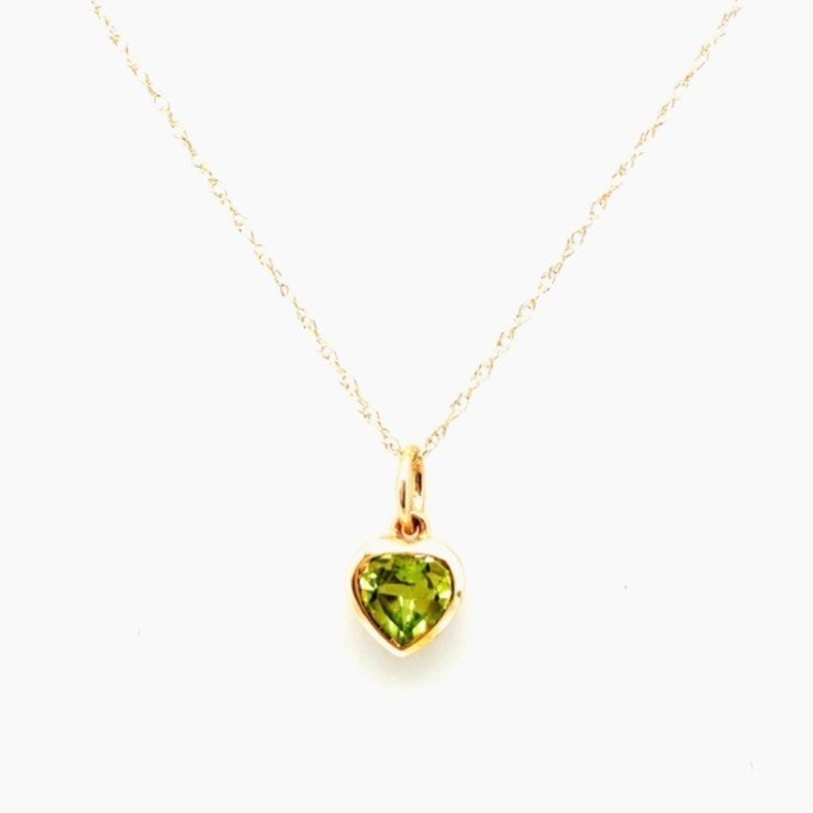 10 KT YG 5mm Peridot Heart Necklace w/ 18" chain