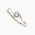 10K Diamond Aquamarine, Size 7