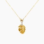 10KT YG Diamond Leaf Necklace 16" .01 Ctw