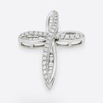 10 Kt WG Natural Diamond Cross Pendant 0.25 Ctw