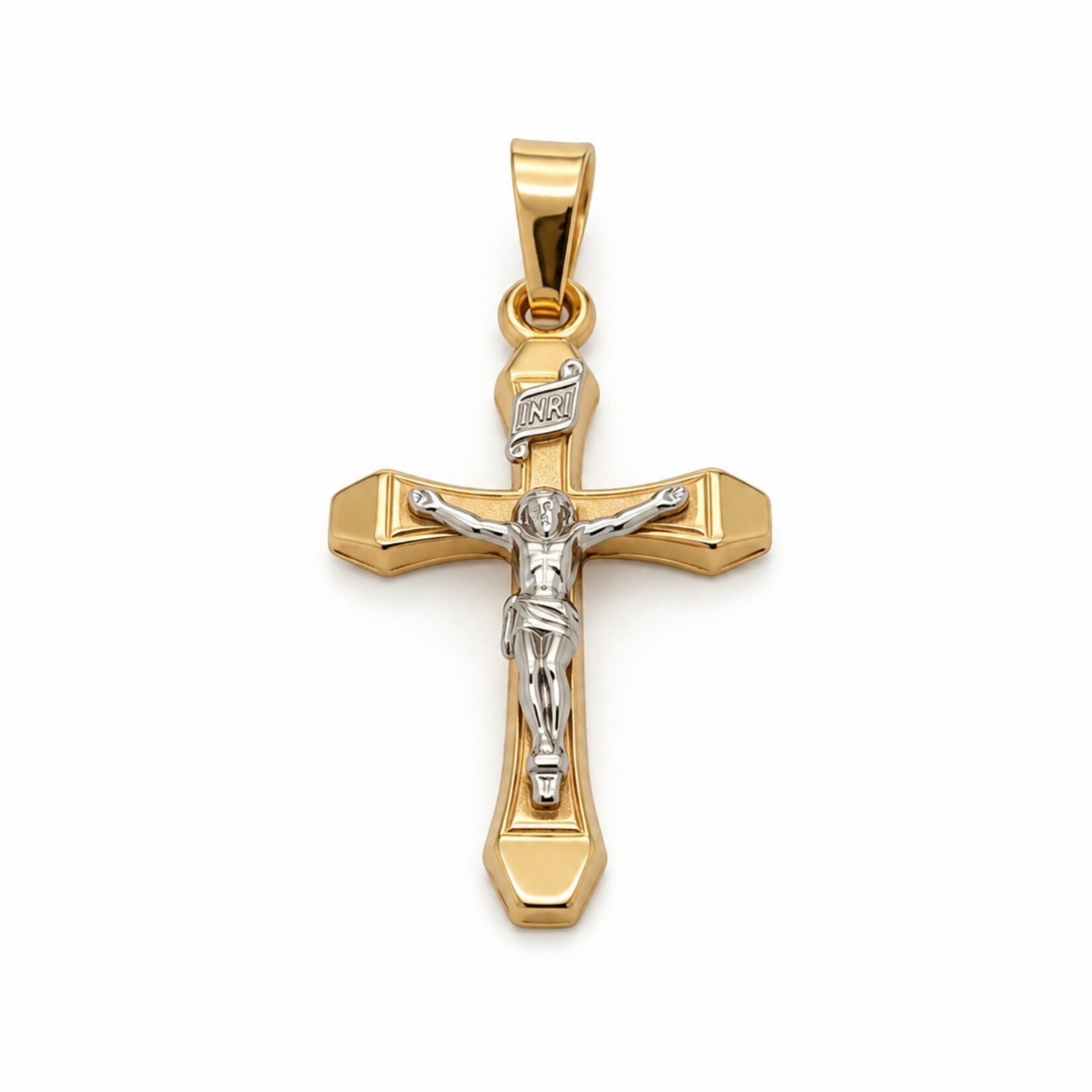 14 Kt YG 2 Tone Crucifix Pendant