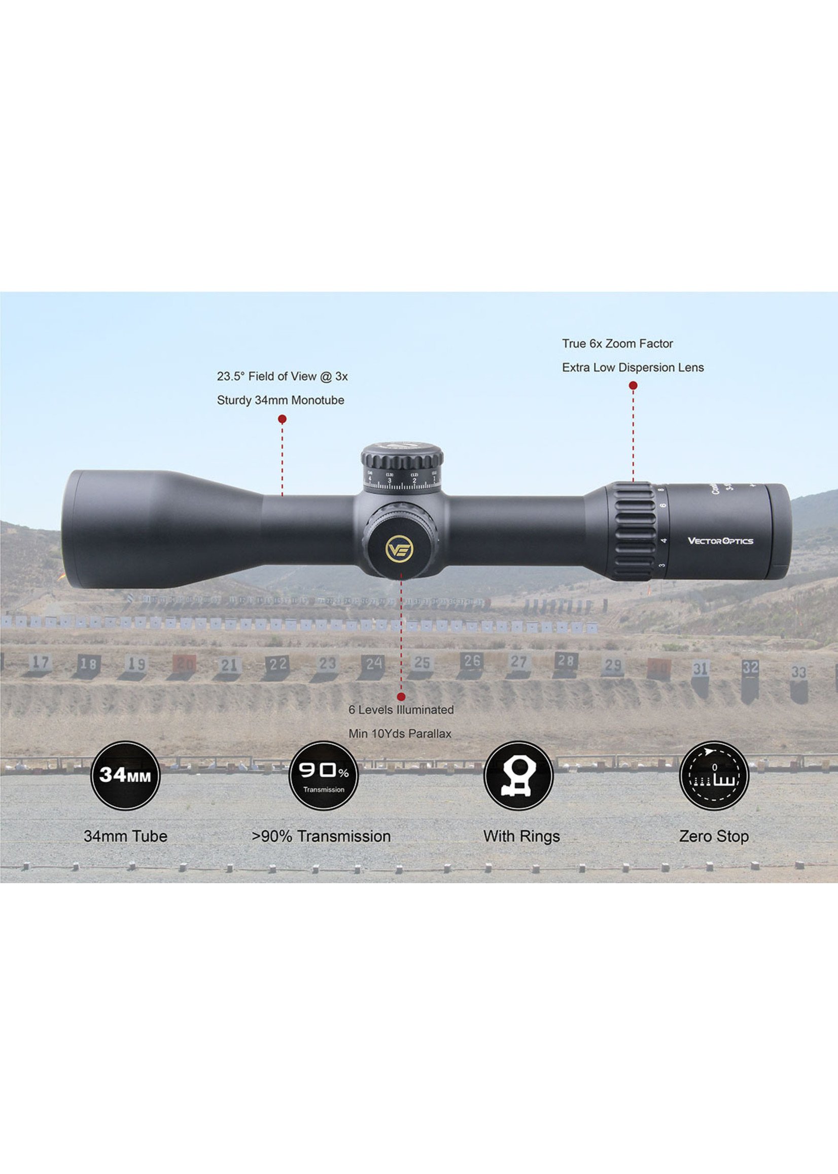 Vector Optics Vector Optics  Continental Tactical FFP series  Riflescope with 34mm Tube /Zero stop/German Schott ED HD Glass