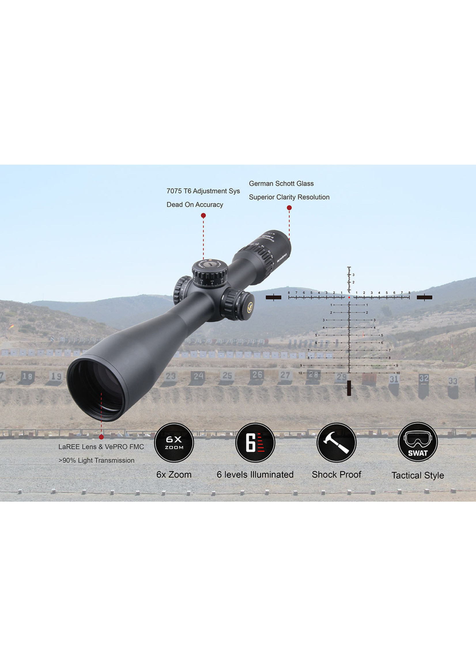 Vector Optics Vector Optics  Continental Tactical FFP series  Riflescope with 34mm Tube /Zero stop/German Schott ED HD Glass