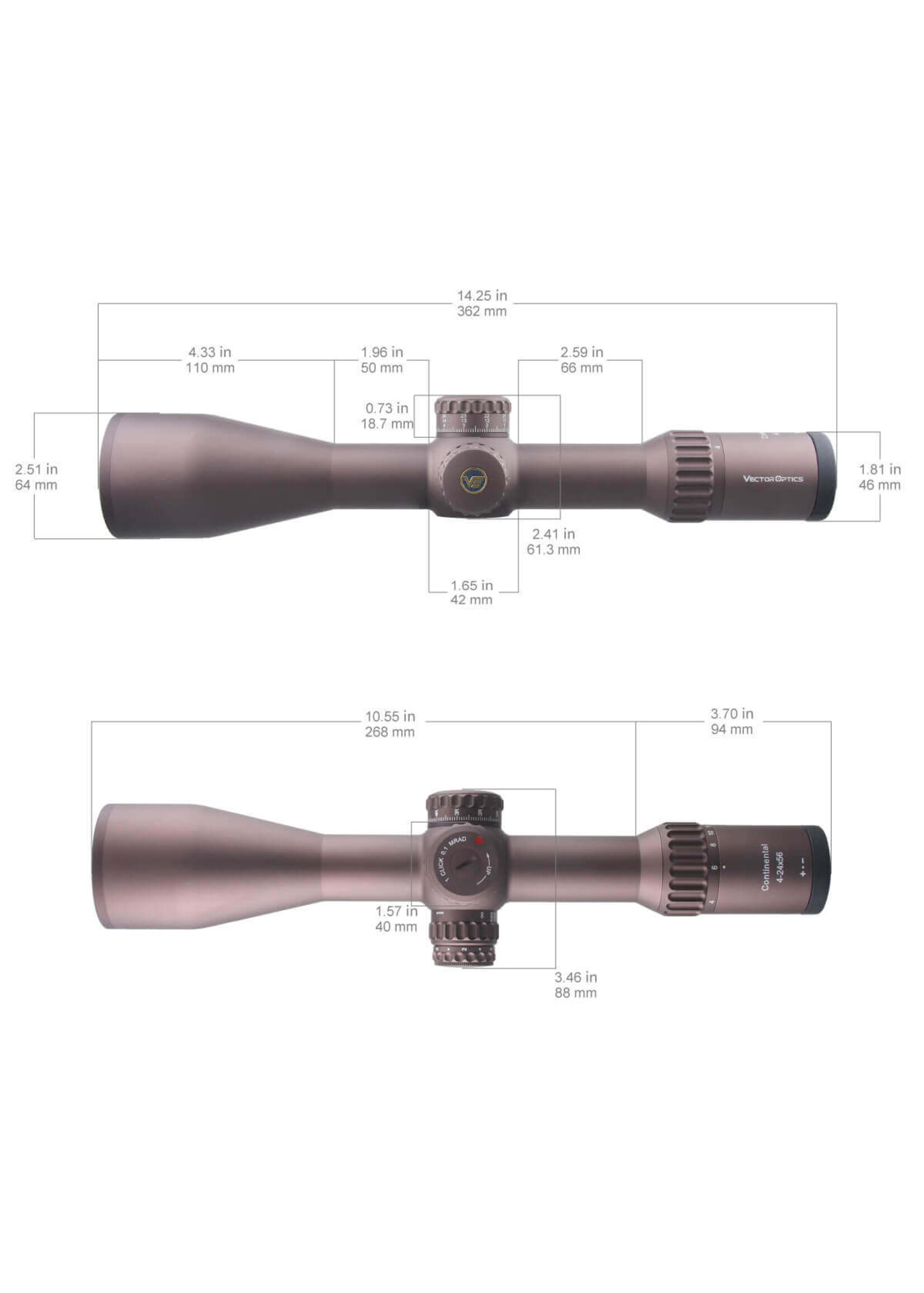 Vector Optics Continental Tactical 4-24x56 FFP Riflescope FDE 