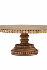 Beaded Wood Pedestal Tray