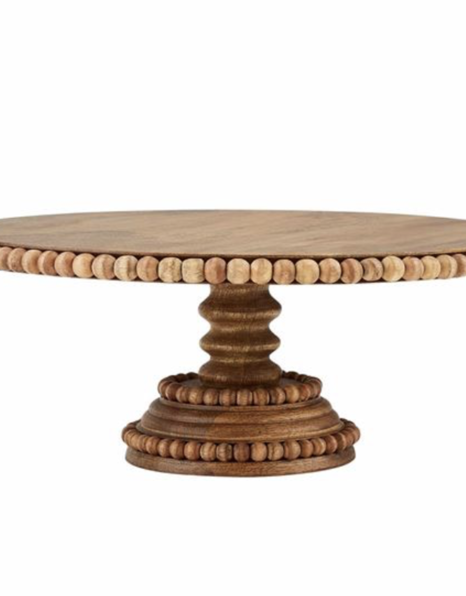 Beaded Wood Pedestal Tray