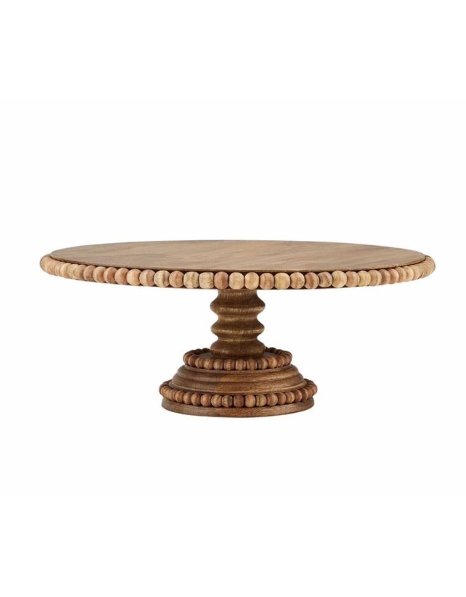 Beaded Wood Pedestal Tray