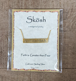 Necklace Faith>Fear Long Bar Gold