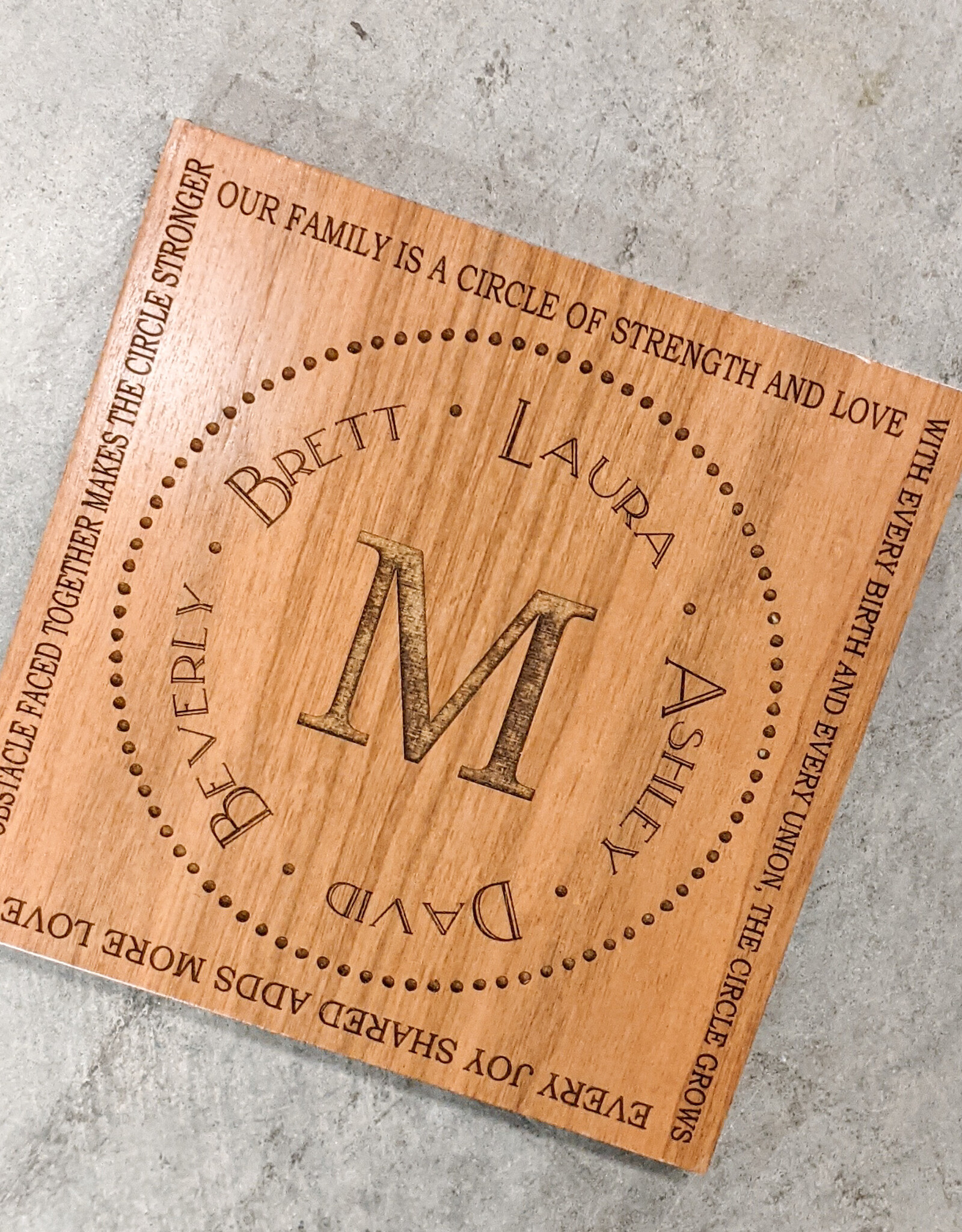 Cherry Plaque 5.5X5.5 Includes Laser Engraving