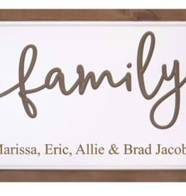 Framed Family Sign Includes Laser Engraving