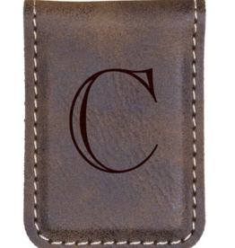 Faux Leather Money Clip Brown Includes Engraving