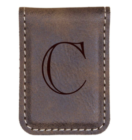 Faux Leather Money Clip Brown Includes Engraving