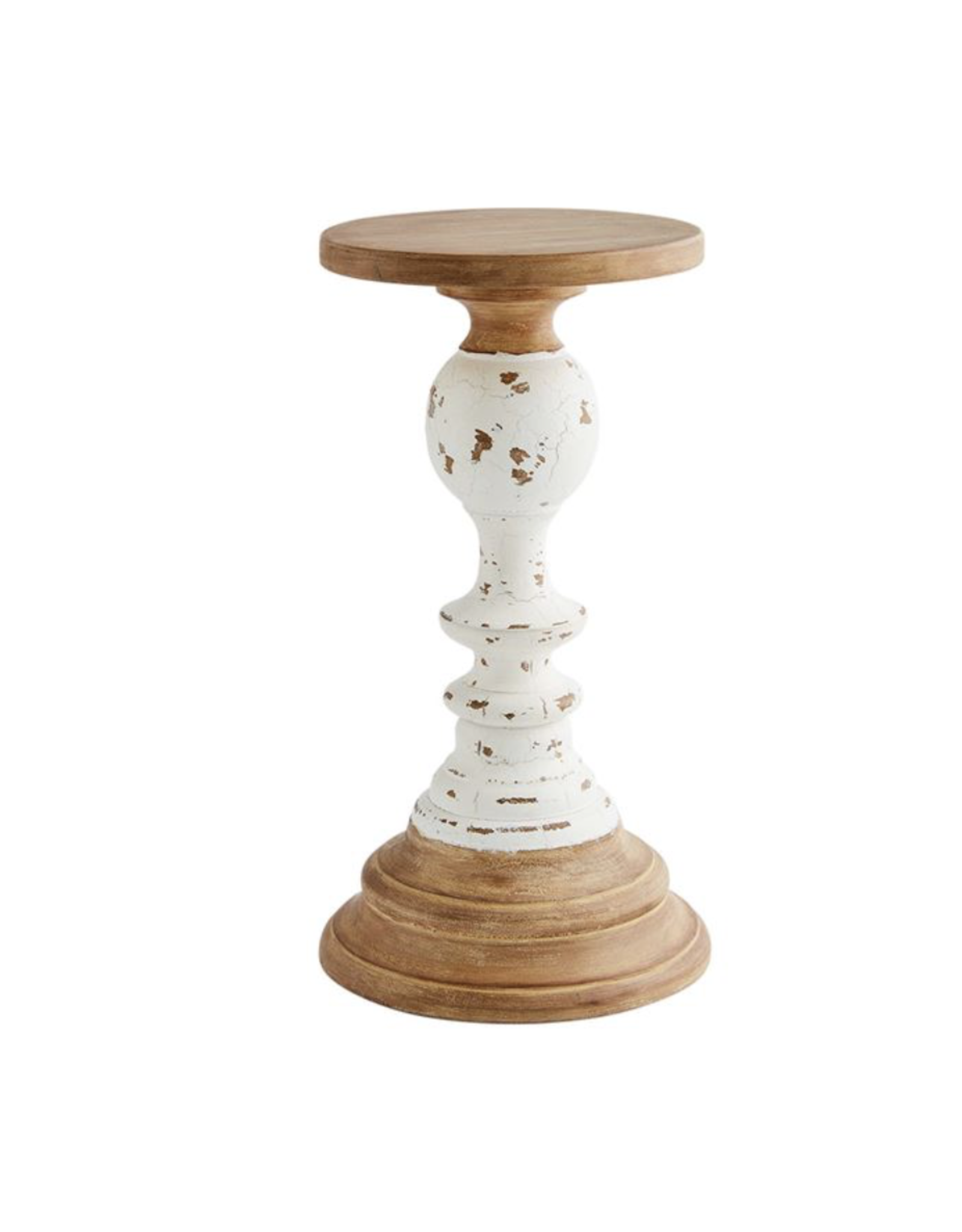 Mud Pie Candlestick Wooden Rustic LG