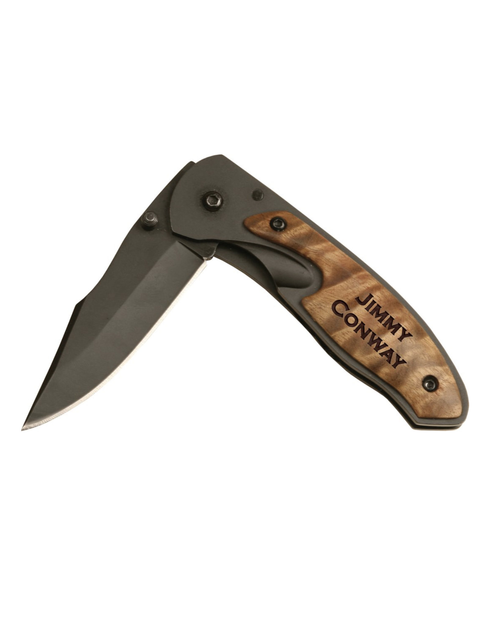 Wood Pocket Knife With Clip SM Includes Laser Engraving