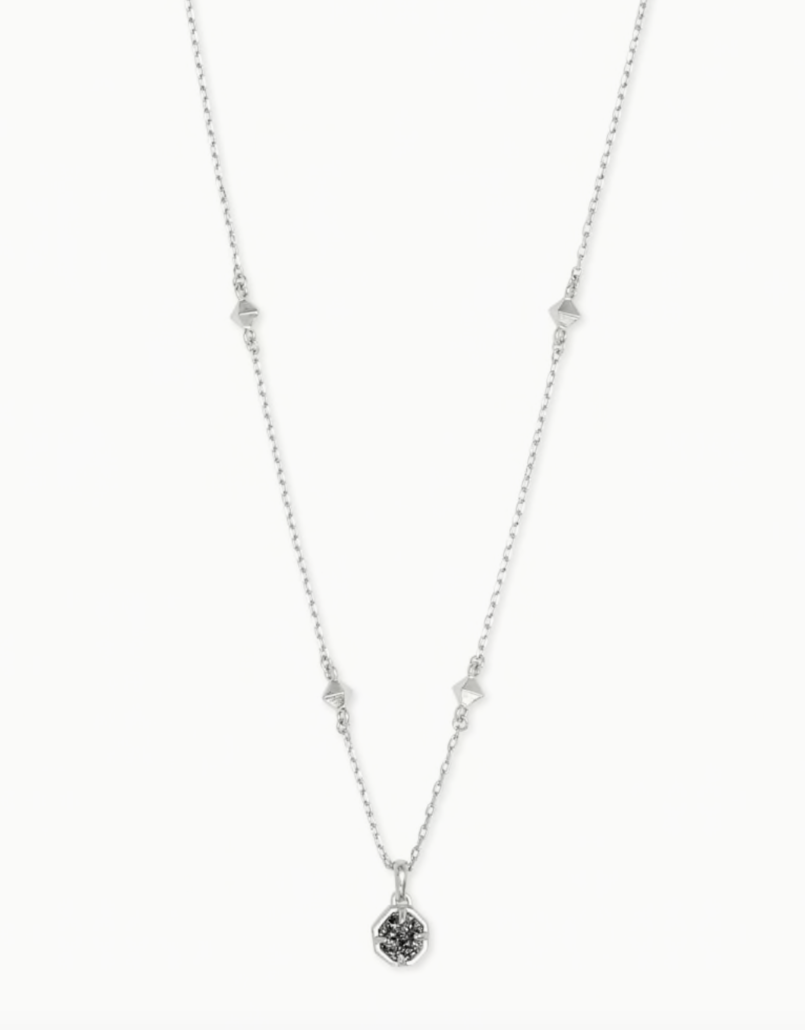 Necklace Nola Short Pendant RHOD Platinum Drusy