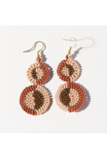 Ink + Alloy Earring Double Circle Pink Rust Ivory