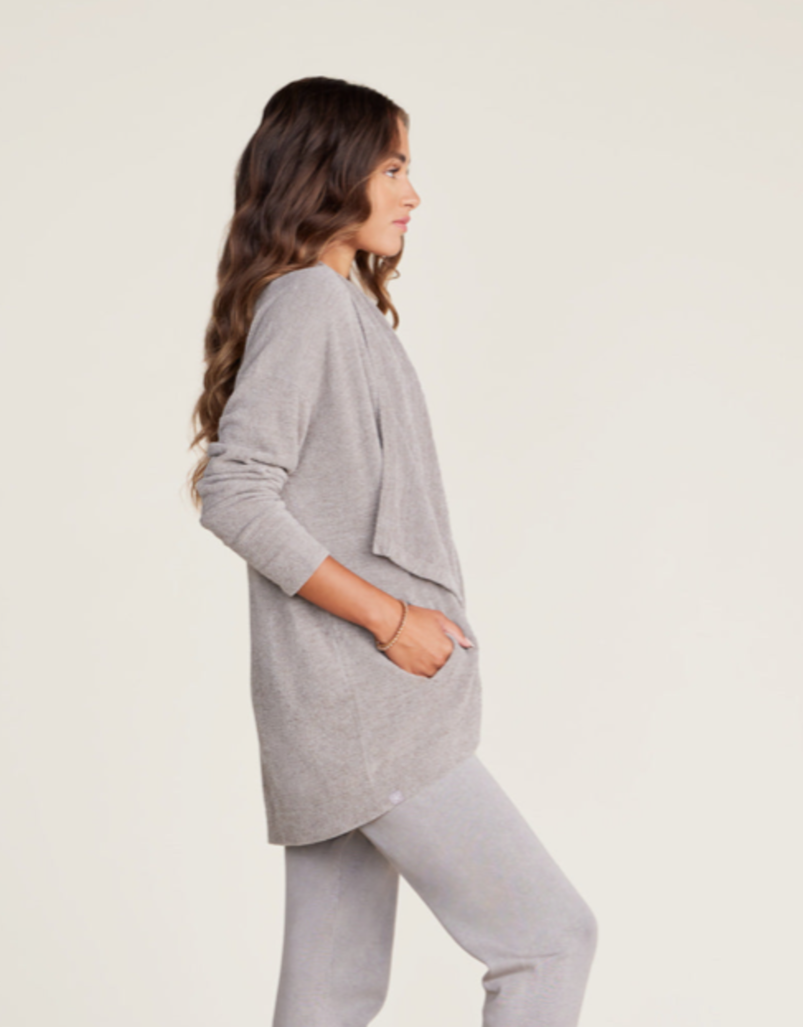 Cozychic Ultra Lite Shawl Pointelle Cardi Nickel