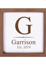 Framed Sign White Faux Wood Includes Laser Engraving