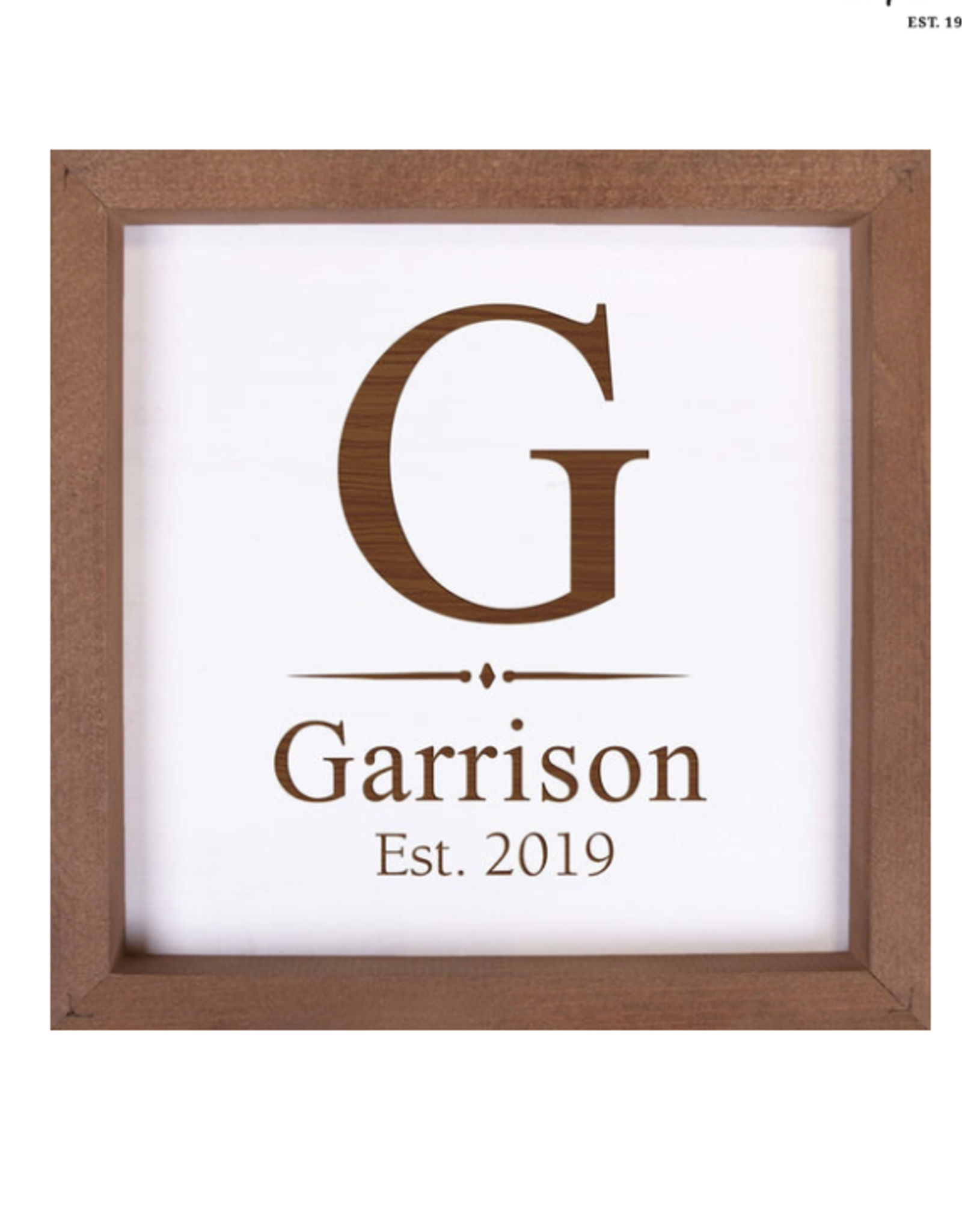 Framed Sign White Faux Wood Includes Laser Engraving