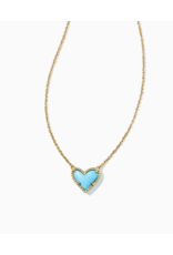 Kendra Scott Necklace Ari Heart Short Pendant Gold Light Blue Magnesite