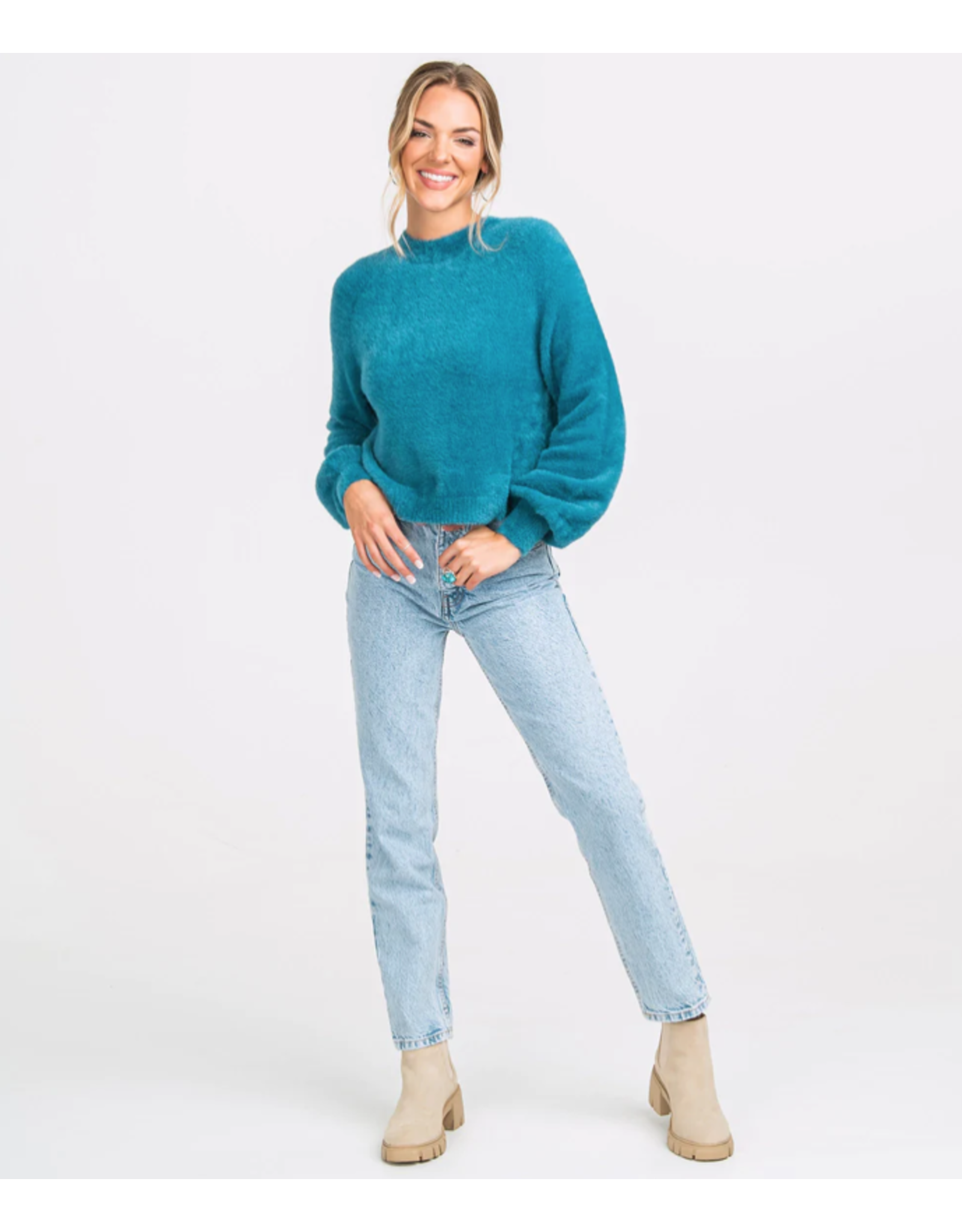 Southern Shirt Company Cropped Feather Knit Sweater Dragonfly