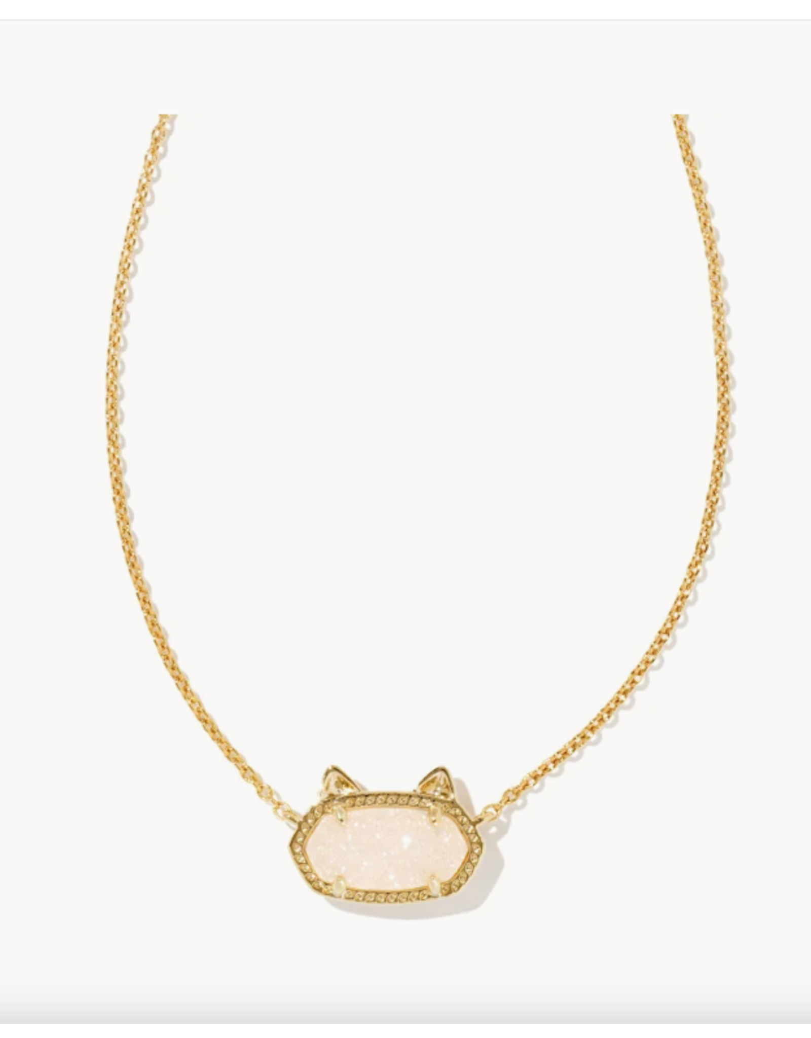 Kendra Scott Elisa Cat Pendant Necklace Gold Iridescent Drusy