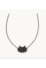 Kendra Scott Elisa Cat Pendant Necklace Gunmetal Black Drusy