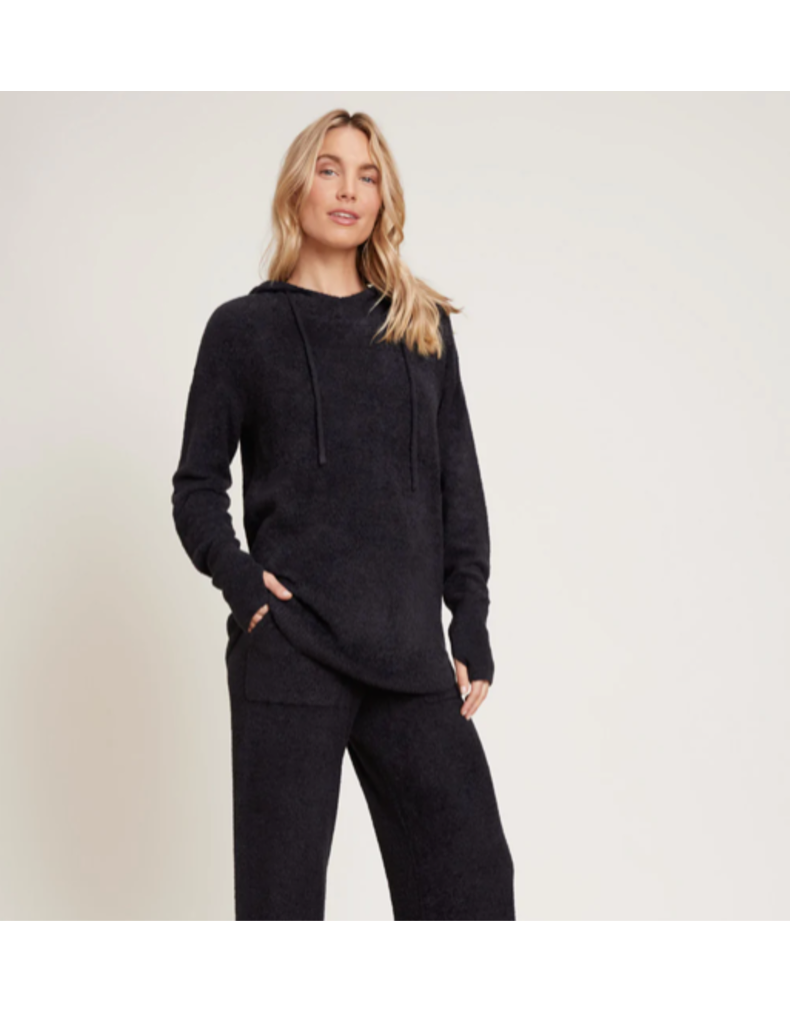 Barefoot Dreams Cozychic Lite Shirttail Hooded Pullover Black