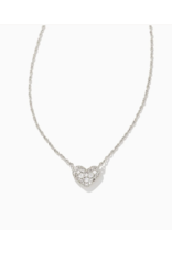 Necklace Ari Pave Crystal Heart RHOD Metal White CZ