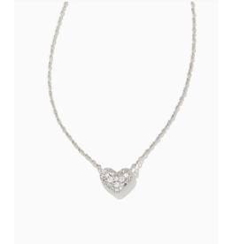 Necklace Ari Pave Crystal Heart RHOD Metal White CZ