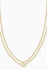 Necklace Emilie Multi Strand Gold Iridescent Drusy